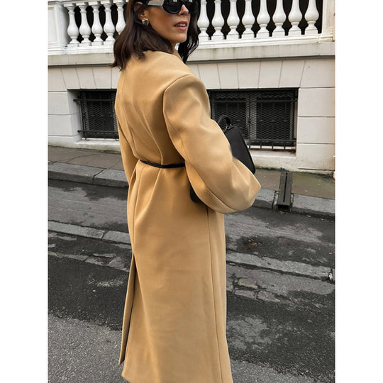 Damen eleganter Wollmantel im modernen Retro-Design EB