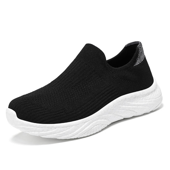 Damen nan nahtloser Strick-Slip-On Komfort-Laufschuh mit sockenähnlichem Schaft und gedämpfter Wellen-EVA-Sohle EB