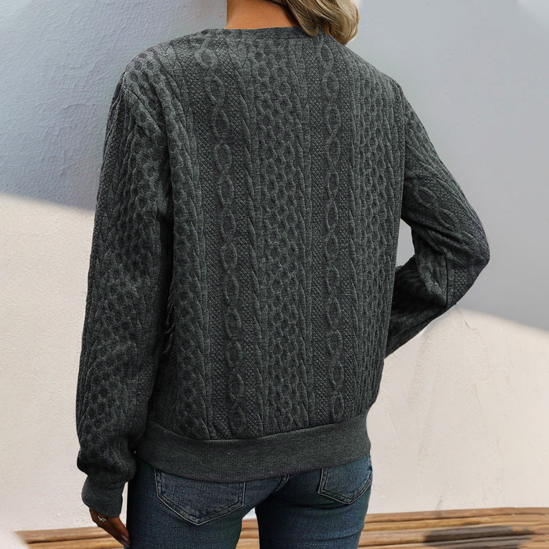Damen Strickpullover mit dekorativen Knöpfen EB