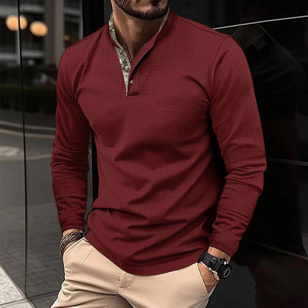 Herren Langarmhemd mit modernem Stehkragen und elegantem Design EB