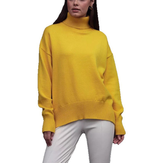Damen Boxy-Rollkragenpullover aus feinem Feinstrick mit überschnittener Schulter EB