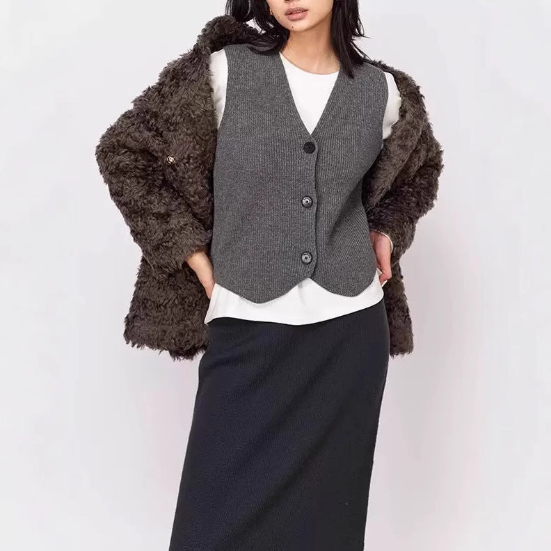 Damen Strickweste mit feiner Rippenstruktur und nachhaltiger Baumwolle EB