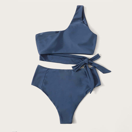 Damen Einseitiges Bikini-Set mit elegantem Wickelgürtel EB