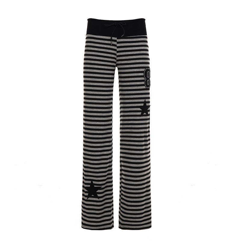 Damen Freizeithose mit gestreiftem Muster und praktischen Seitentaschen EB