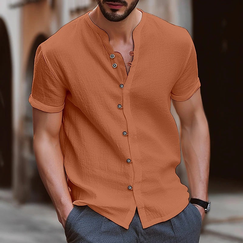 Herren lässiges Kurzarmhemd mit Knopfdetails EB