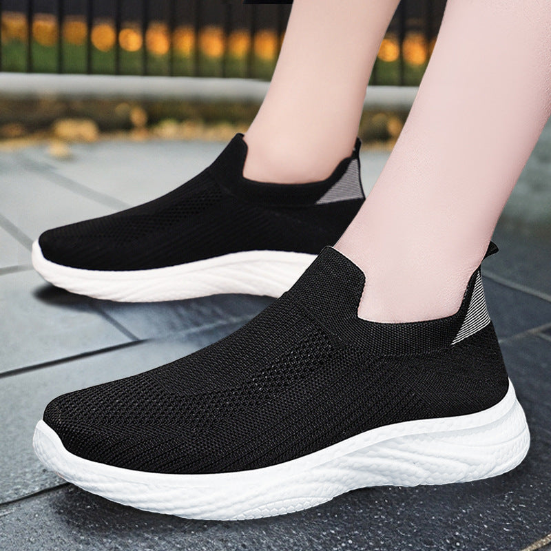 Damen Sportliche Slip-On Sneakers mit atmungsaktivem Mesh-Obermaterial EB