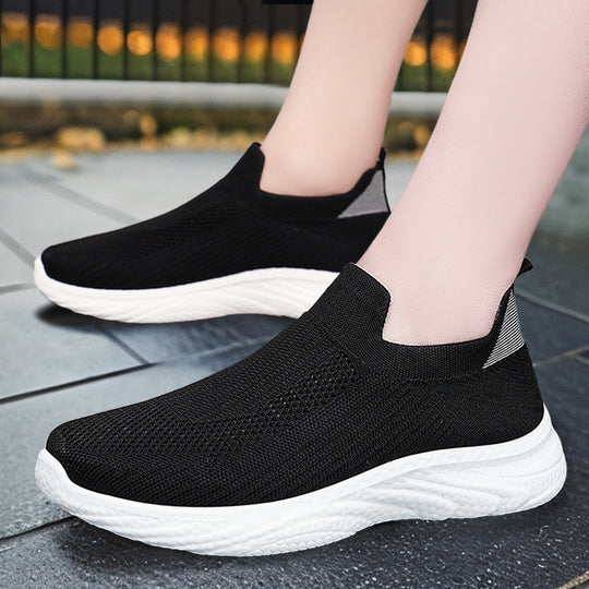 Damen Sportliche Slip-On Sneakers mit atmungsaktivem Mesh-Obermaterial EB