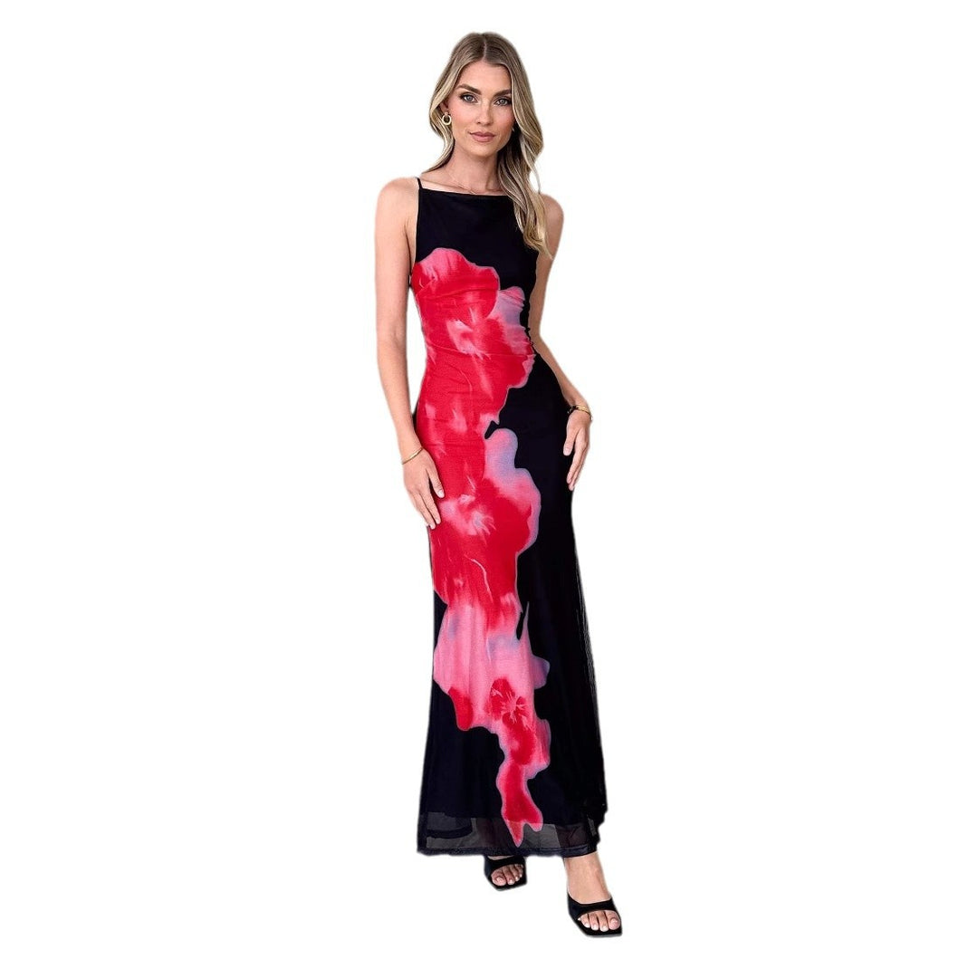 Damen Elegantes Maxikleid mit floralem Druck und schmalem Schnitt EB