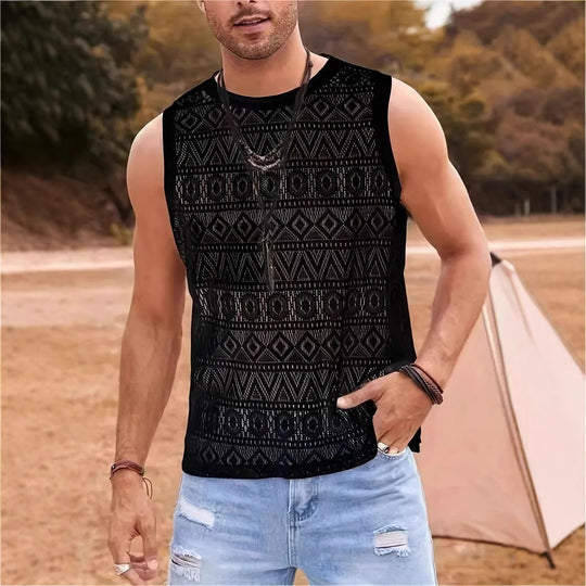 Herren Ärmelloses Netzshirt mit strukturiertem Design EB