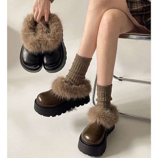 Damen Plüschgefütterte Plateau-Schuhe mit rutschfester Sohle EB