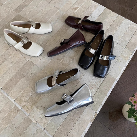 Damen Ballerinas mit modischem Riemchenverschluss und bequemem Fußbett EB
