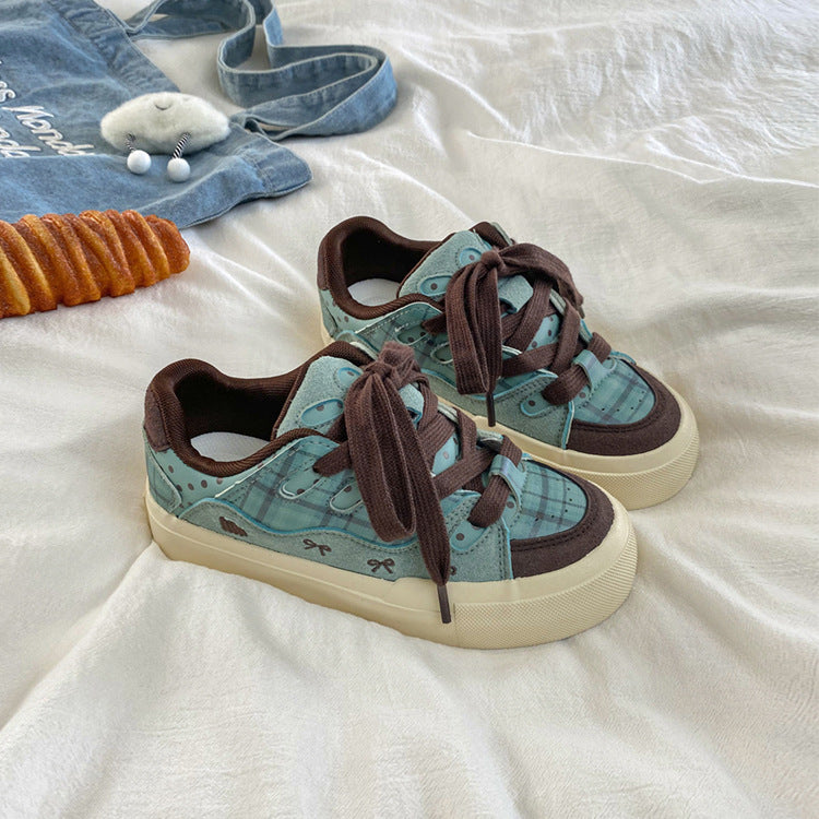 Damen Sportliche Sneakers mit zeitgenössischem Karomuster und bequemer Dämpfung EB