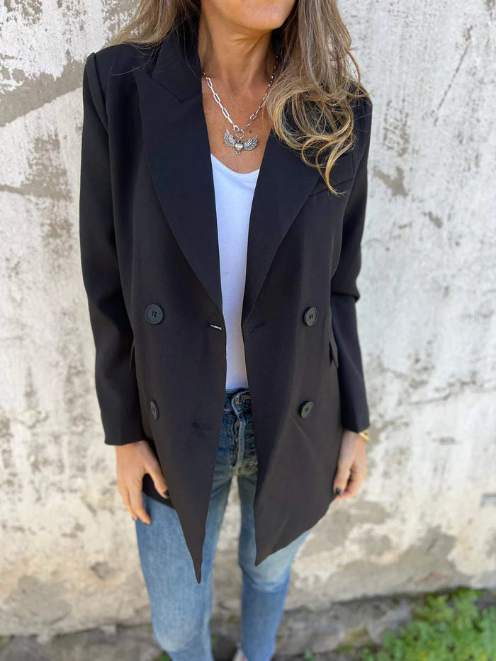 Damen Eleganter Double-Breasted Blazer mit zeitlosem Schnitt und leichten Schulterpolstern EB