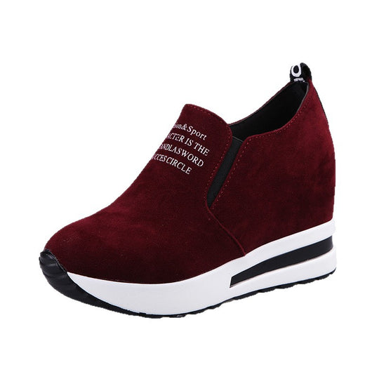 Damen Wedge-Sneaker mit elastischem Einschlupfdesign und modischer Veloursoberfläche EB