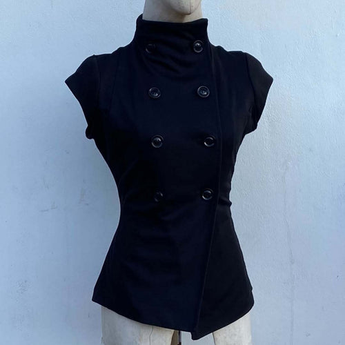 Damen elegantes bodenlanges Oberteil mit Stehkragen EB