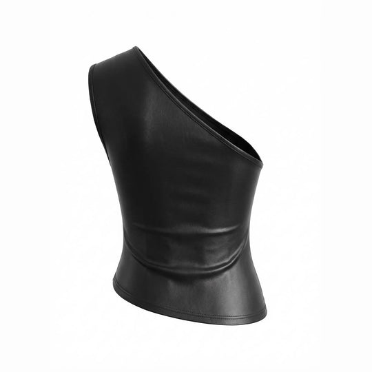 Damen asymmetrisches Top aus Kunstleder EB