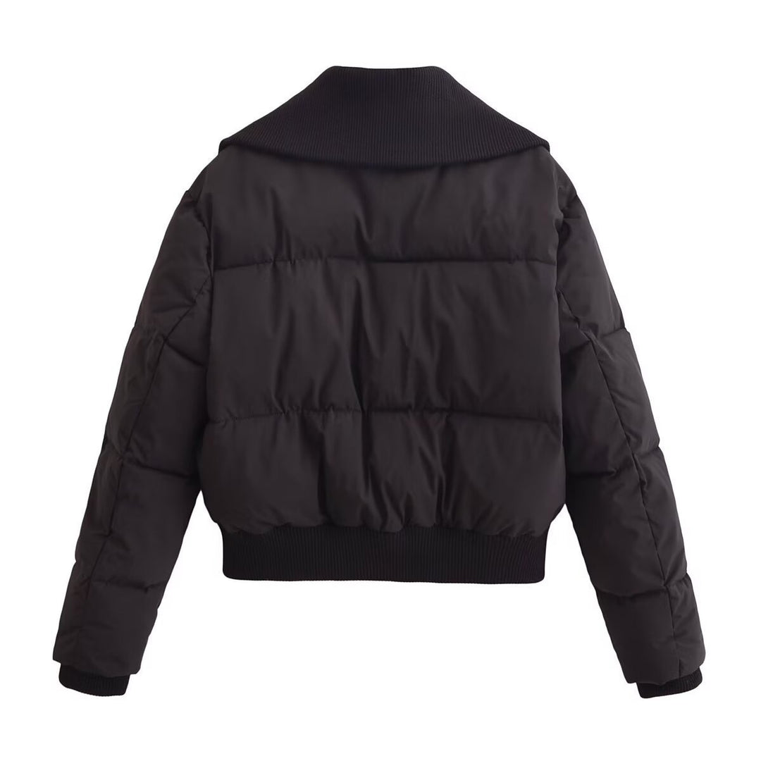 Damen modische Steppjacke mit hohem Kragen und praktischen Reißverschlusstaschen EB