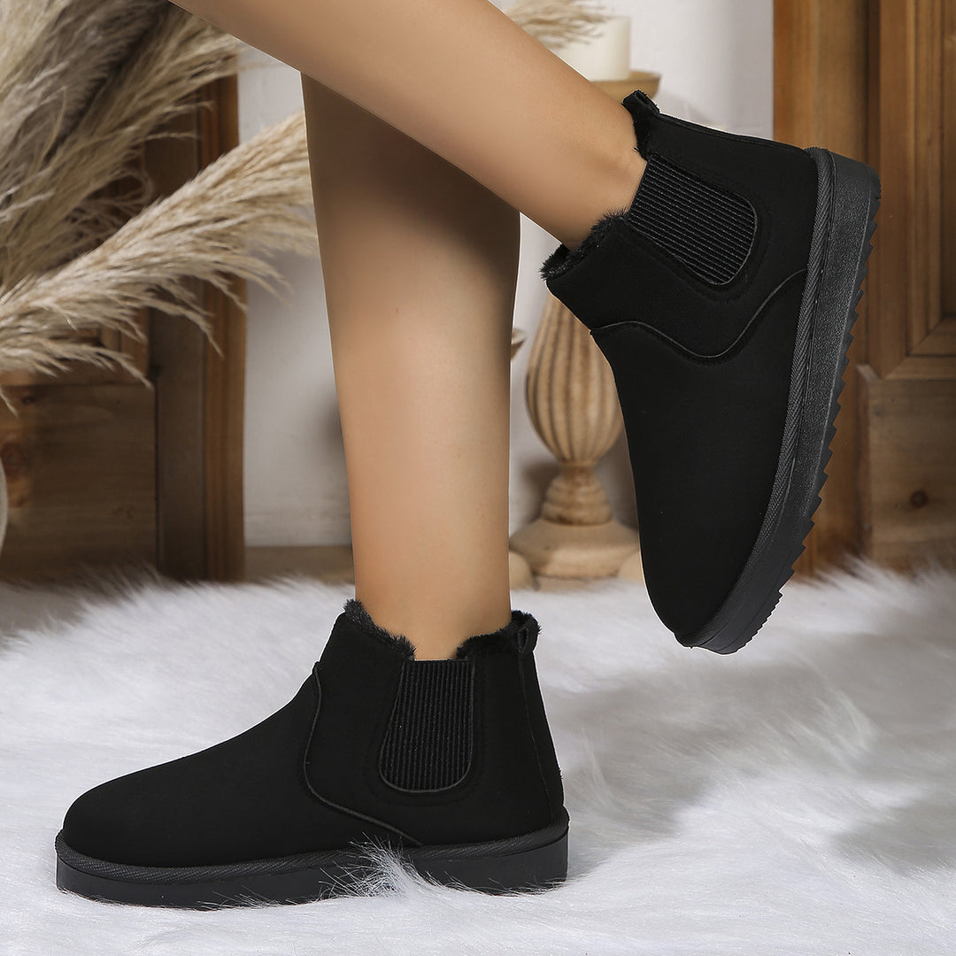 Damen  Chelsea-Boots mit warmem Teddyfutter, elastischem Seiteneinsatz und rutschfester Profilsohle EB