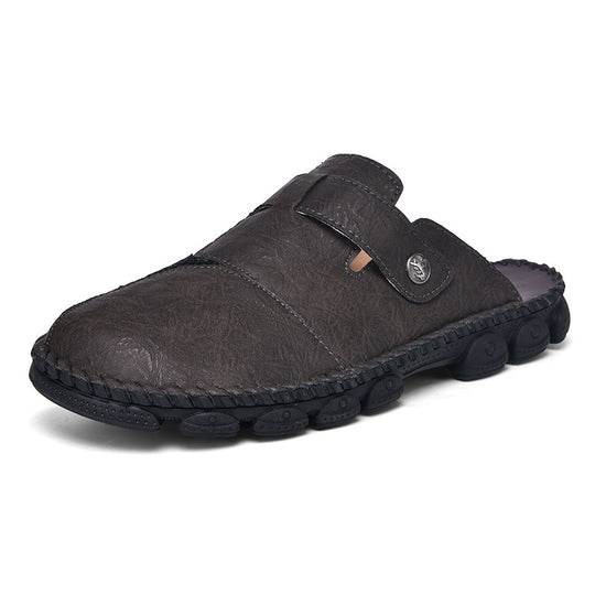 Damen Komfortable Leder-Mules mit verstellbarem Riemen EB