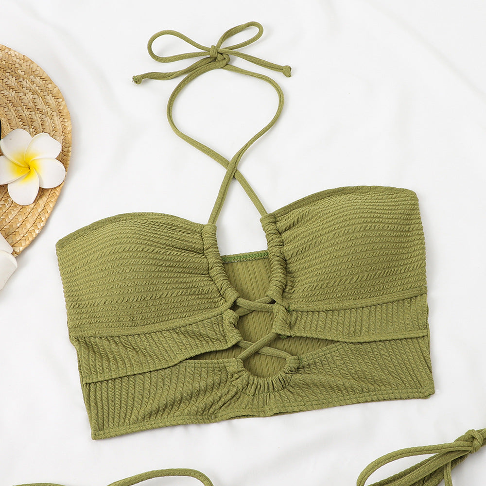 Damen Bikini-Set mit kreativem Knoten-Design und hoch taillierten Höschen EB