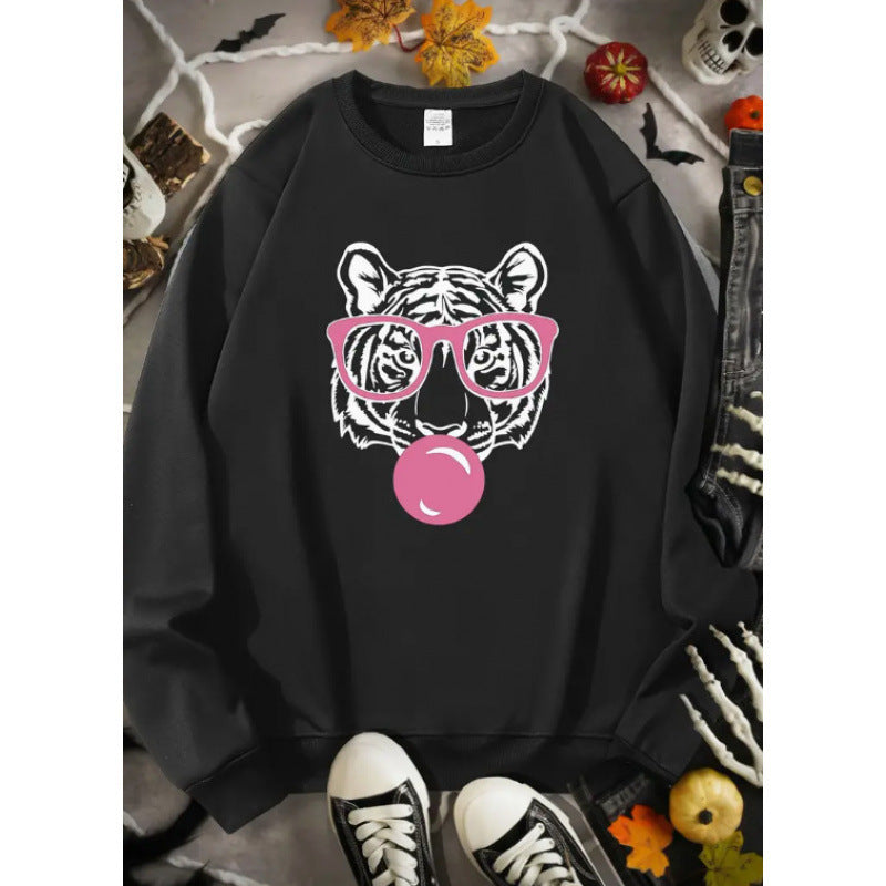 Damen Sweatshirt mit kreativem Tiger-Grafikdesign EB