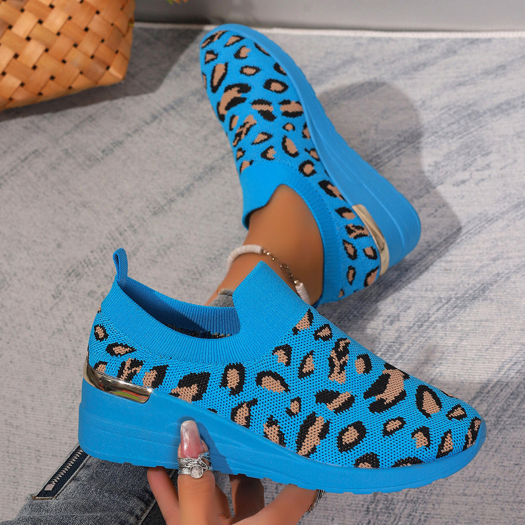 Damen Modische Sockensneaker mit Leopardenmuster EB