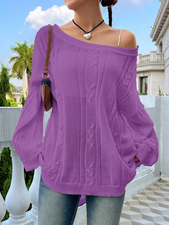 Damen Strickpullover mit asynchronem Schnitt und lockerem Fall EB