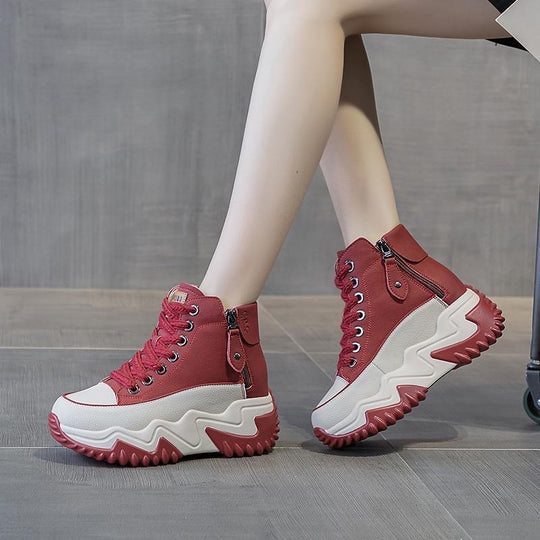 Damen hohe Sneaker mit modischem Reißverschluss und sportlicher Sohle EB