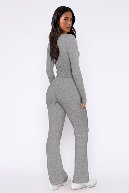 EB | Damen Loungewear Satz mit Schlaghose und Crop Top