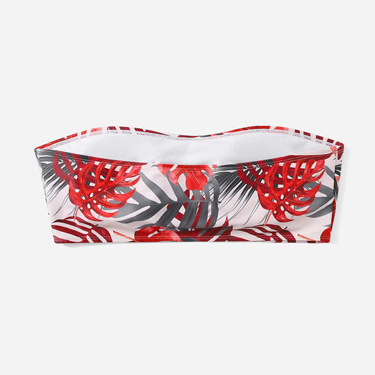 Damen Bandeau-Bikinioberteil mit lebhaftem Pflanzenmuster EB