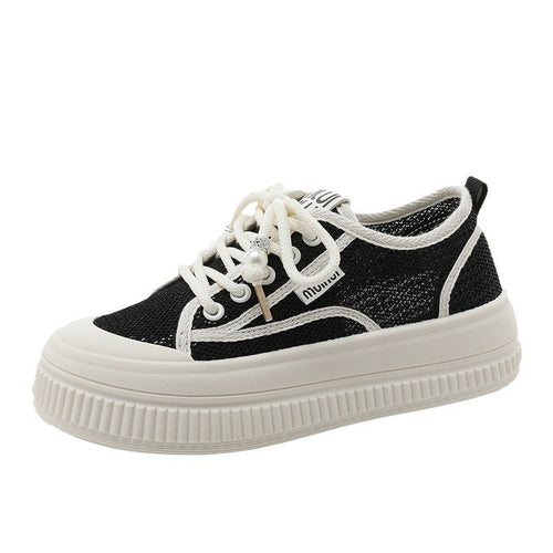 Damen modische Chunky Sneakers mit trendigen Perlenakzenten EB