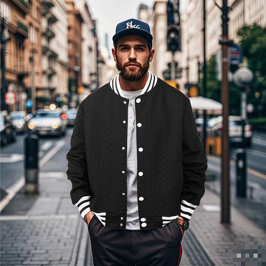 Herren Sportswear-Bomberjacke mit strukturiertem Design und Kontraststreifen EB