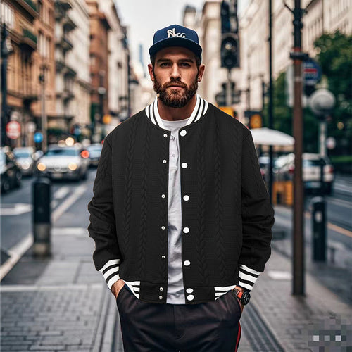 Herren Sportswear-Bomberjacke mit strukturiertem Design und Kontraststreifen EB
