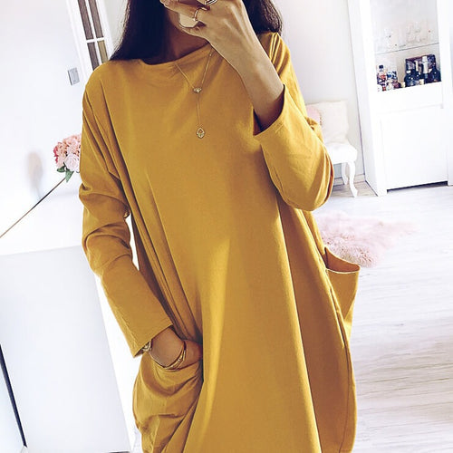 Damen Freizeitkleid mit lässigem Schnitt und praktischen Taschen EB