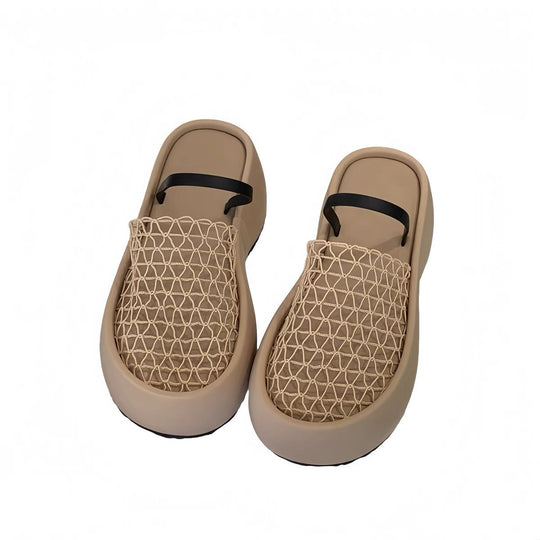 Damen Plattform-Mules mit durchlöchertem Netzdesign und komfortabler Sohle EB