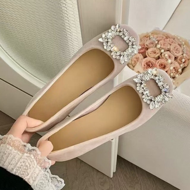 Damen Ballerinas mit dekorativem Strassdetail und hochwertiger Oberfläche EB
