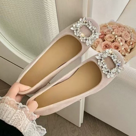 Damen Ballerinas mit dekorativem Strassdetail und hochwertiger Oberfläche EB