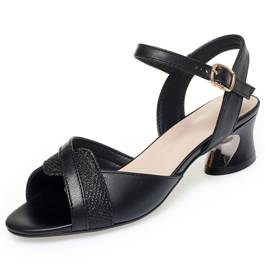 Damen Elegante Absatzsandalen mit modischem Glitzerakzent und komfortablem Riemen EB