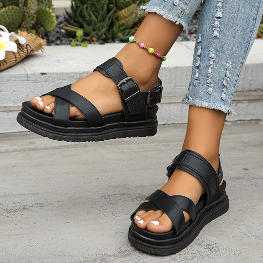 Damen Multicolor Sandalen mit verstellbarem Riemen und rutschfester Sohle EB