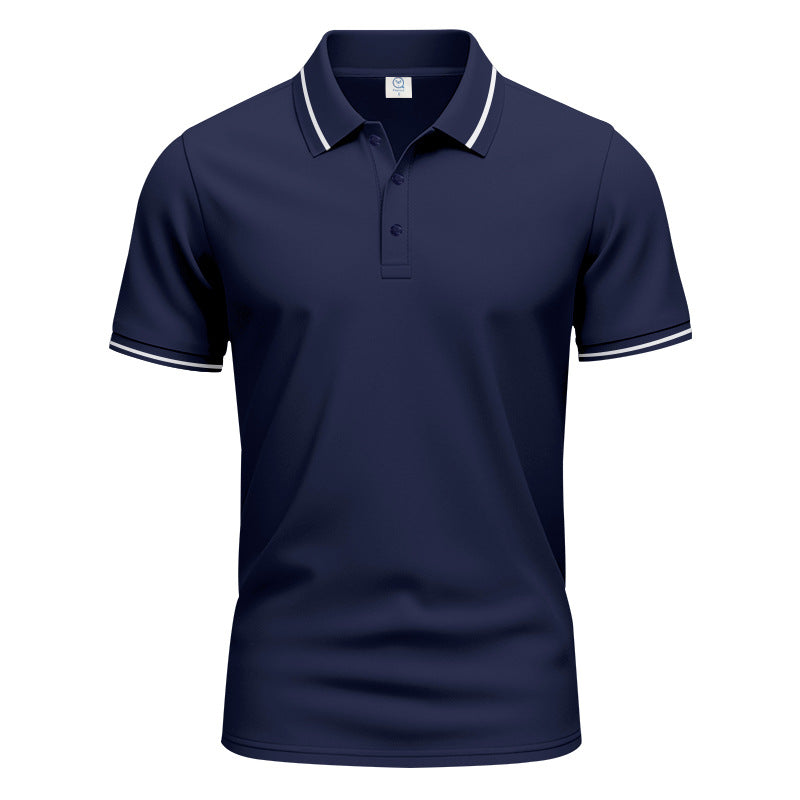 Herren nan atmungsaktives Interlock-Poloshirt mit Kontrast-Tipping, kurzer Knopfleiste und schmaler Silhouette EB