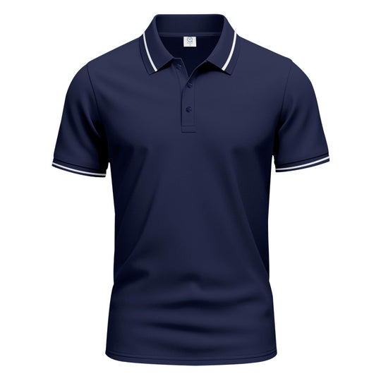 Herren nan atmungsaktives Interlock-Poloshirt mit Kontrast-Tipping, kurzer Knopfleiste und schmaler Silhouette EB