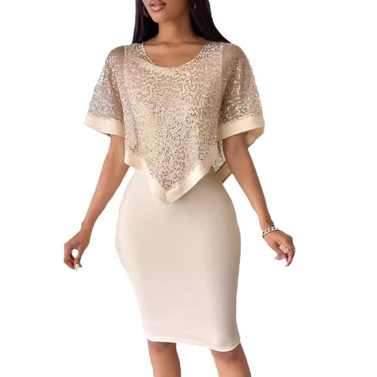 Damen Elegantes Kleid mit funkelndem Oberteil und taillierter Silhouette EB
