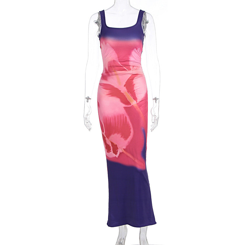 Damen figurbetontes Maxikleid mit floralem Design und elegantem Schnitt EB