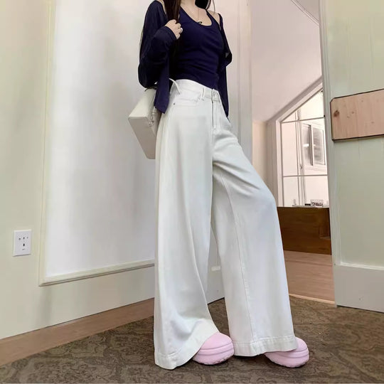 Damen Weite Denim-Culotte mit hoher Taille und modischem Schnitt EB