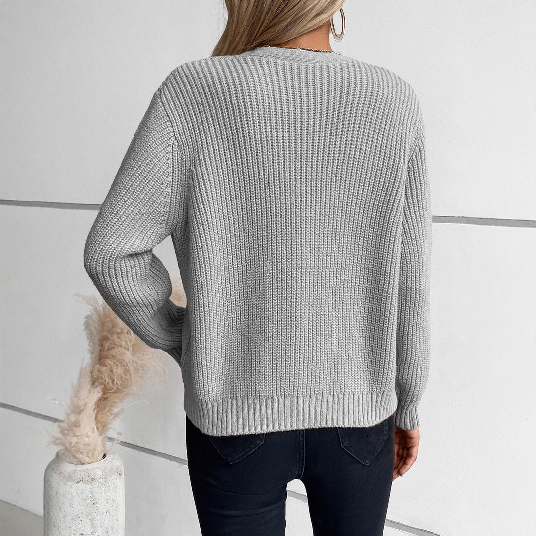 Damen Strickjacke mit Zopfmuster und Knopfdetails EB