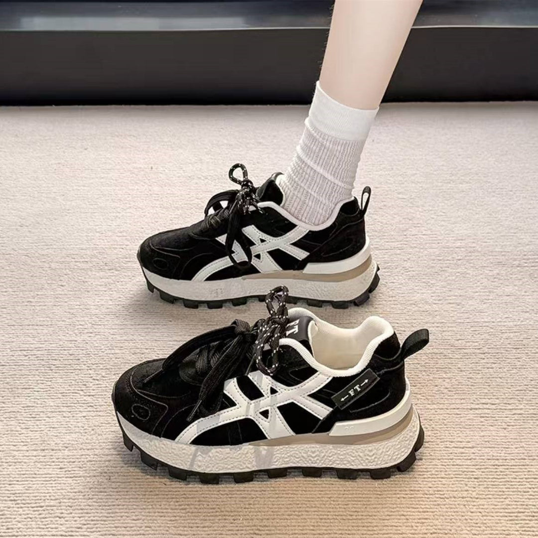 Damen Sportliche Chunky Sneakers mit rutschfester Sohle und atmungsaktiver Obermaterialstruktur EB
