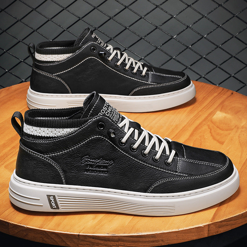 Damen Hohe Sneakers aus langlebigem Kunstleder mit elastischem Kragen EB