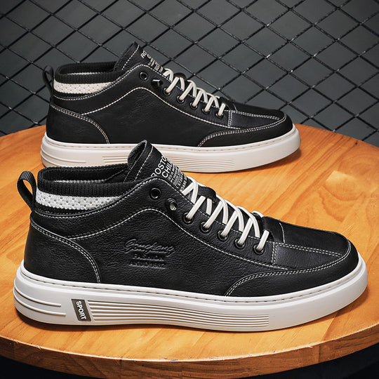Damen Hohe Sneakers aus langlebigem Kunstleder mit elastischem Kragen EB