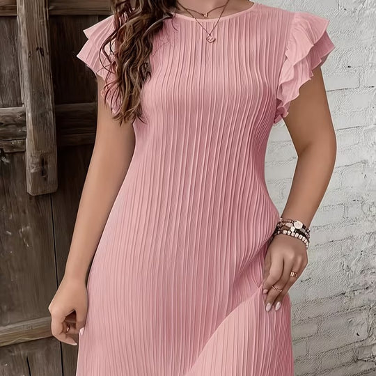 Damen Plissiertes Kurzkleid mit Rüschendetails EB