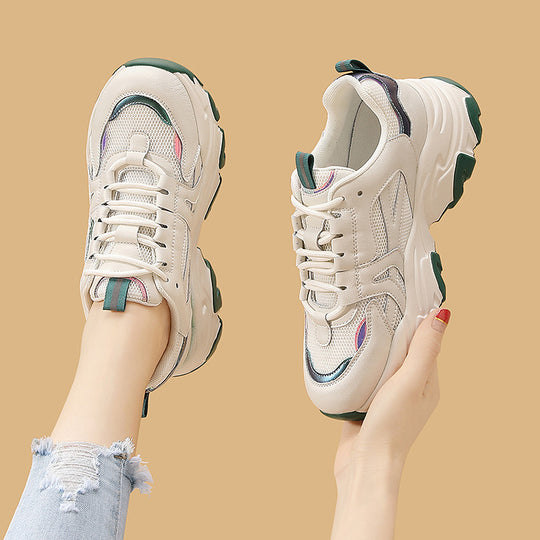 Damen Sportliche Chunky Sneakers mit dämpfender Laufsohle und atmungsaktivem Mesh-Obermaterial EB